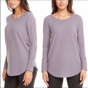 Chaser Waffle Knit Long Sleeve Thermal Top Large Purple